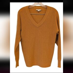 American Eagle Women's V-Neck Sweater in Mustard